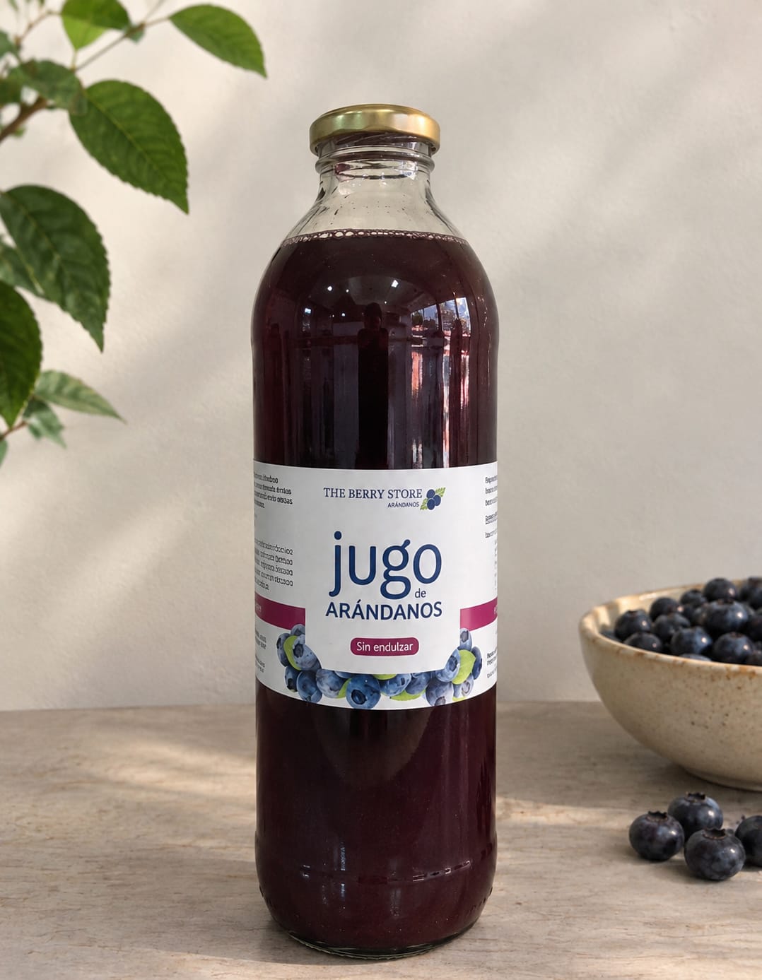 Jugo de arándanos sin endulzar
